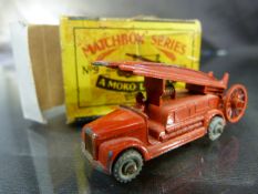 Moko Lesney Matchbox series No.9 Fire engine. Both in ok Condition.