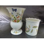 Aynsley Cottage Garden bone china. Barrel and a flared vase