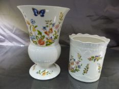 Aynsley Cottage Garden bone china. Barrel and a flared vase