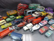 Selection of various Die-Cast toy cars - E.R.F Fire Tender Dinky, Dinky Pullmore Car Transporter,