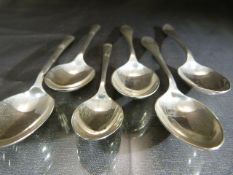 Six hallmarked silver teaspoons (2 sets of three). Three Birmingham 1921 by Haseler & Restall and