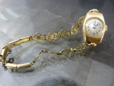 9ct Gold Cased Walker Century ladies wrist watch. Swiss made 15 Jewel with Rolled Gold Bracelet.