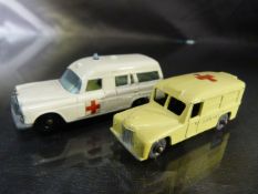 Matchbox Lesney Mercedes Benz 'Binz' Ambulance No.3 and Daimler Ambulance No.14