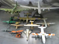 Selection of various model Aeroplanes to include Matchbox SB7, Matchbox SB14, Hawkeys plane, Ertl