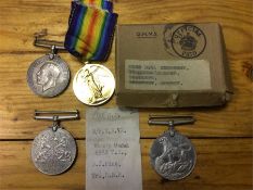 Four Medals: British War Medal awarded to S.J. Pine 6963 in original box along with Victory