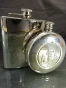 Golfing circular Hip flask by David Shaw and one other.