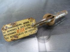 WW2 Bomb split pin with original tag