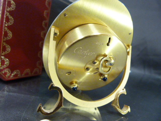 CARTIER - Desk Clock by Cartier Paris with 8 day movement. The outer frame in a Creme enamel and - Image 4 of 7