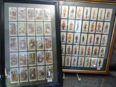 Framed Cigarette cards 'Cries of London' issued by John Player and Sons along with 'Military