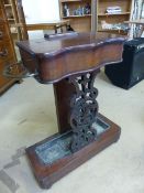 Rosewood umbrella stand with central lidded box to middle. Made in the Art Nouveau style with two