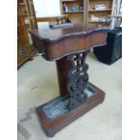 Rosewood umbrella stand with central lidded box to middle. Made in the Art Nouveau style with two