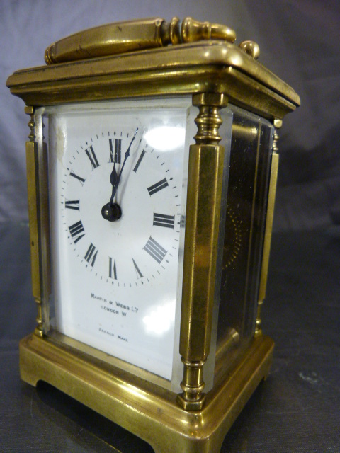 Brass Carriage clock by Mappin and Webb. 5 Glass panelled clock (oval panel to top) is marked to the - Image 9 of 9