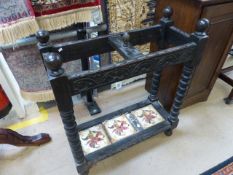 Darkwood gothic style umbrella stand with tray