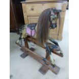 Antique Rocking Horse - Small dapple grey rocking horse with head leaning slightly right and