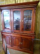 Mahogany Dresser with three cupboards and three drawers and bookcase over