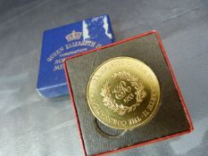 Medallion commemorating The Coronation of her Majesty Queen Elizabeth II 1953 in original case