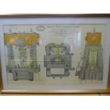 Framed Blue print of Compound Surface Condensing Engines of Steam Ships 'Singapore', 'Canton','