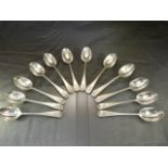 Set of twelve silver London Hallmarked teaspoons by Francis Higgins 1898