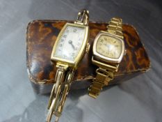 9ct Gold Vintage Rolex watch (overwound) and one other in unmarked gold.