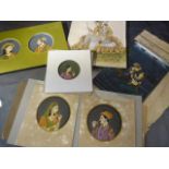 Lovely collection of Indian hand painted miniatures on parchments. Two Mughal paintings of man and