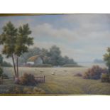 T Wilson - Pair of oils of farming scenes in large gilt frames signed to lower rights - T.Wilson