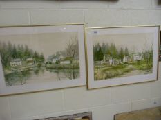 Jeremy King - Pair of signed Lithographs of Pont Pill Creek Cornwall and Morden Mill Cornwall