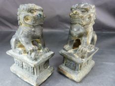 Chinese Foo dogs on Plinths cast in Bronze approx 10cm tall