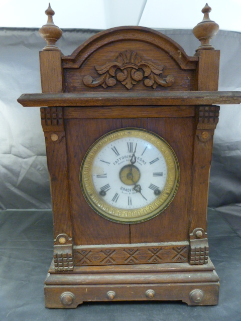 Fattorini and Sons Patent Automatic Alarm Clock 'Bradford' Patent No. 16226. Clock in Light oak with