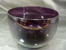 Bristol Blue glassware finger bowl in Amethyst colour. Red Glass small decanter with Pontil mark