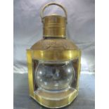 Brass and Copper 'Masthead' ships lamp with convex front.