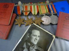 World War II medals, five in total, three stars & two War medals all on original bar with ribbons.