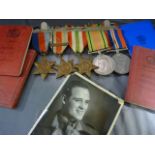 World War II medals, five in total, three stars & two War medals all on original bar with ribbons.