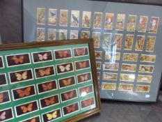 Framed Set of Cigarette Cards on British Butterflies by Godfrey Phillips, Along with Wild Birds