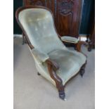 Mahogany framed button back bedroom chair