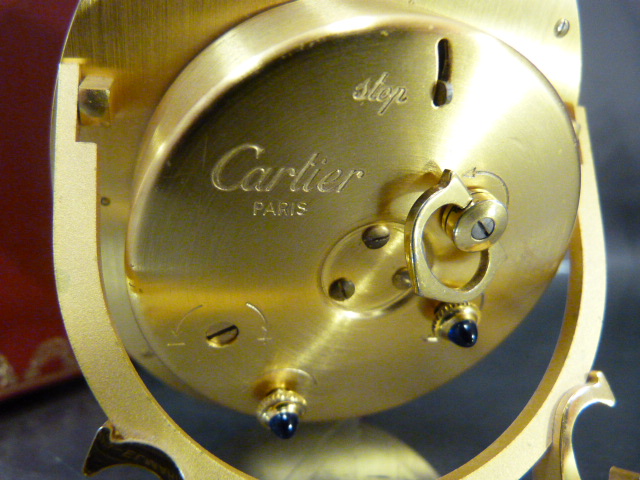 CARTIER - Desk Clock by Cartier Paris with 8 day movement. The outer frame in a Creme enamel and - Image 5 of 7