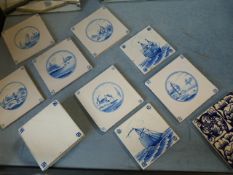 Collection of Delft Tiles to include several blanks. All depicting farming scenes or ships. Eight