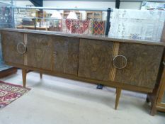 'Beautility' Sideboard with fitted drinks compartment and large mid century circular handles with