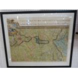 Hand painted map of London in frame