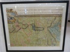 Hand painted map of London in frame