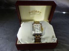 Rotary Stainless steel and coloured metal wristwatch in original case. Mother of Pearl dial with