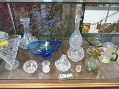 Collectable glassware to include a Bristol Blue style bowl, Murano type purple Ashtray, Wedgwood