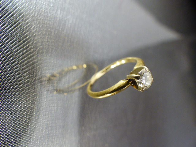 Gold (Unmarked but tested) 0.25ct Diamond Solitaire Ring. Size approx UK - J1/2 and USA - 5. - Image 3 of 4