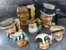 Selection of Royal Doulton Toby jugs to include W.C Fields, Louis Armstrong, Wild Bill Hickock,