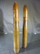 Pair of WW2 Shell cases with turned wooden tops