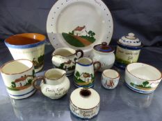 Selection of Motto Ware Devon pottery