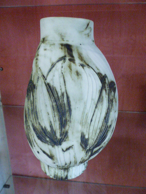 Carn Pottery - Signed by J Beusmans the vase is decorated with applied tubing in the form of - Image 2 of 3