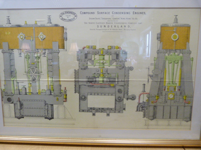 Framed Blue print of Compound Surface Condensing Engines of Steam Ships 'Singapore', 'Canton',' - Image 6 of 6
