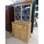 Antique Pine Secretaire with glazed bookcase over