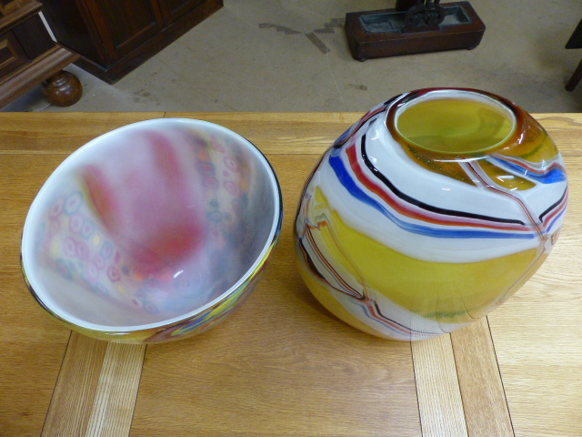 Two large art glass vases, one with Millefiori type decoration - Image 2 of 2