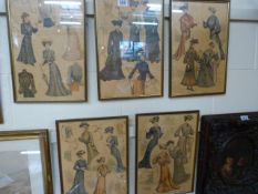 Five french fashion plates from 'La Mode au Petit Journel'. All framed.